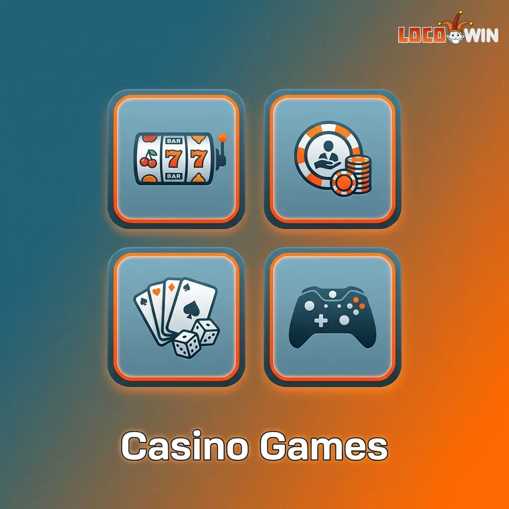 Locowin online casino games collection including slots, table games, and live dealer options.