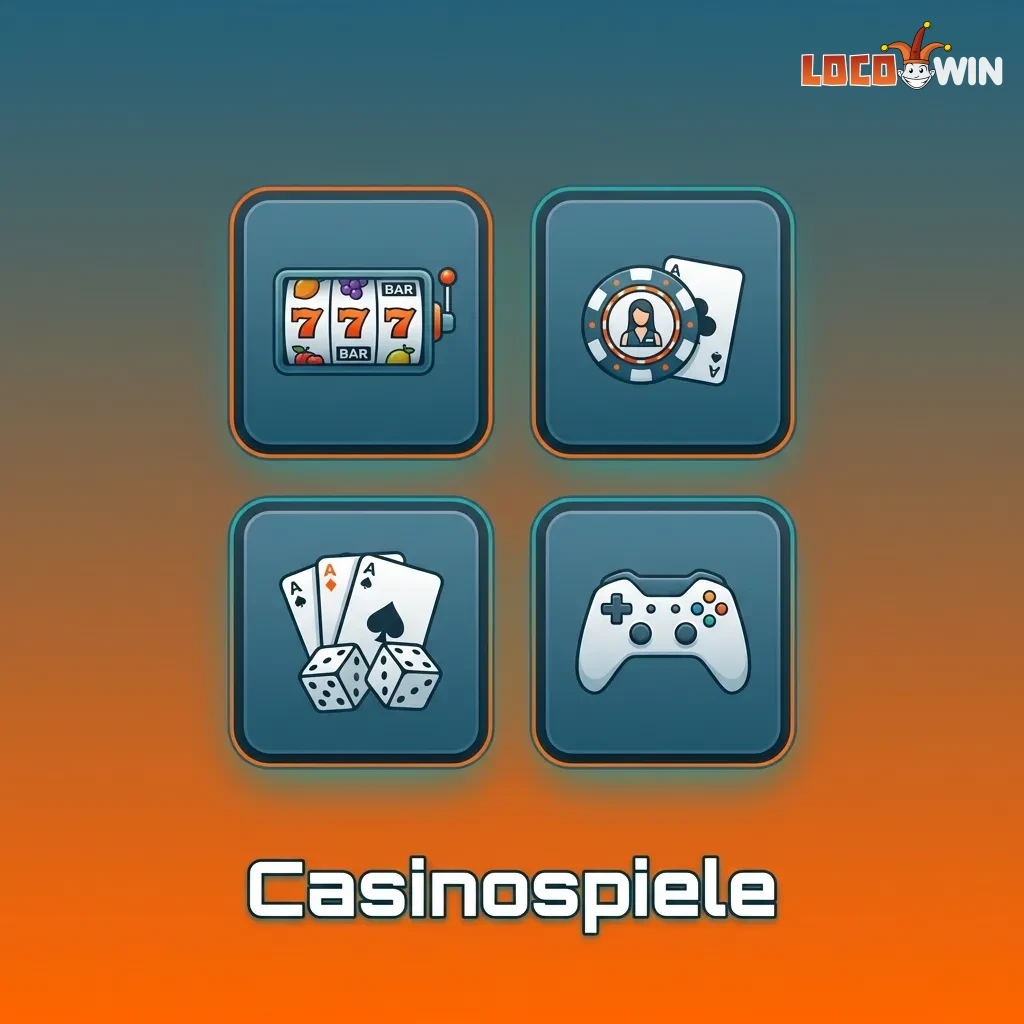 Vielfältige Sammlung von Online-Casinospielen wie Slots, Roulette und Blackjack.