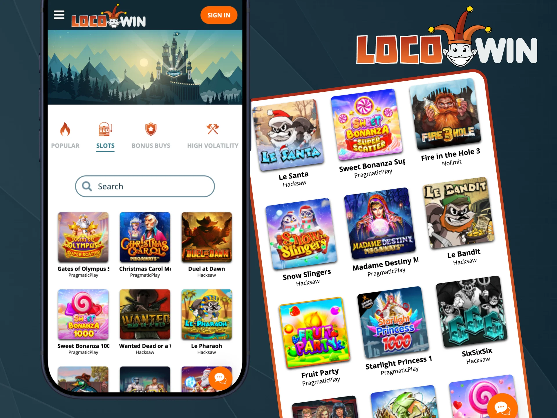 Disfruta de la gran variedad de juegos disponibles en Locowin App.