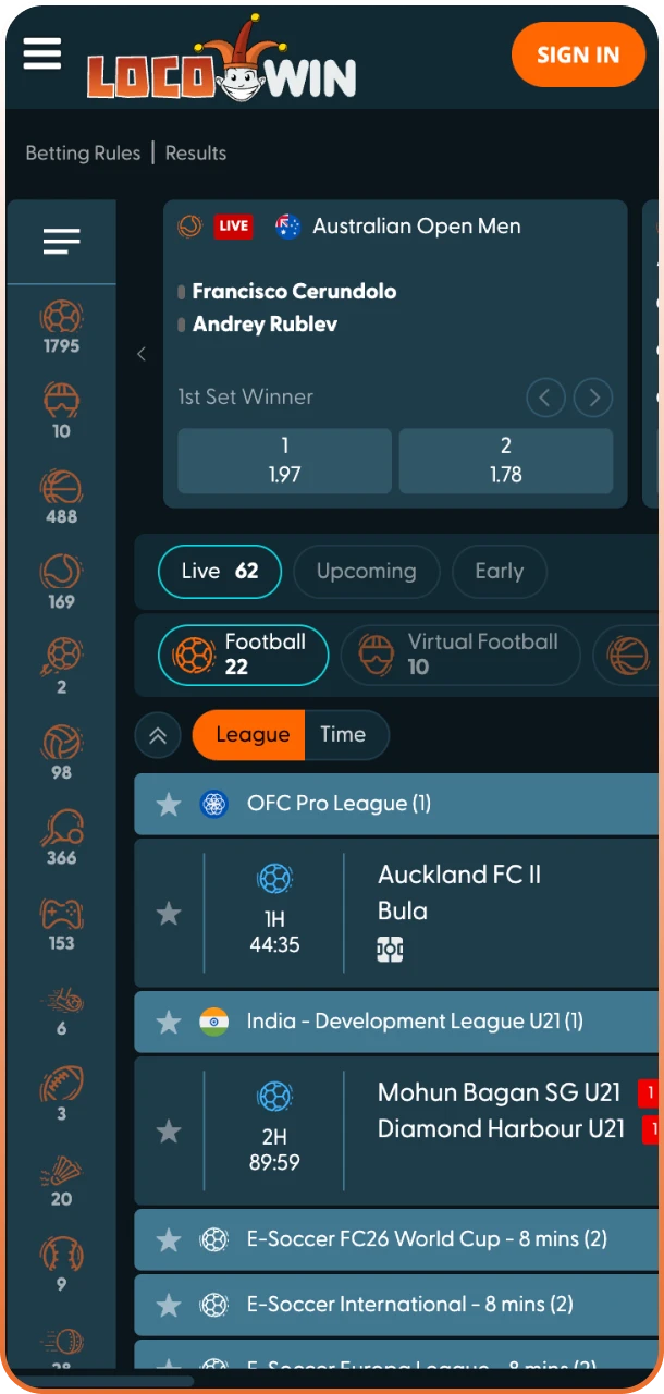 Entdecke die große Vielfalt an Spielen, die in der Locowin App verfügbar sind.
