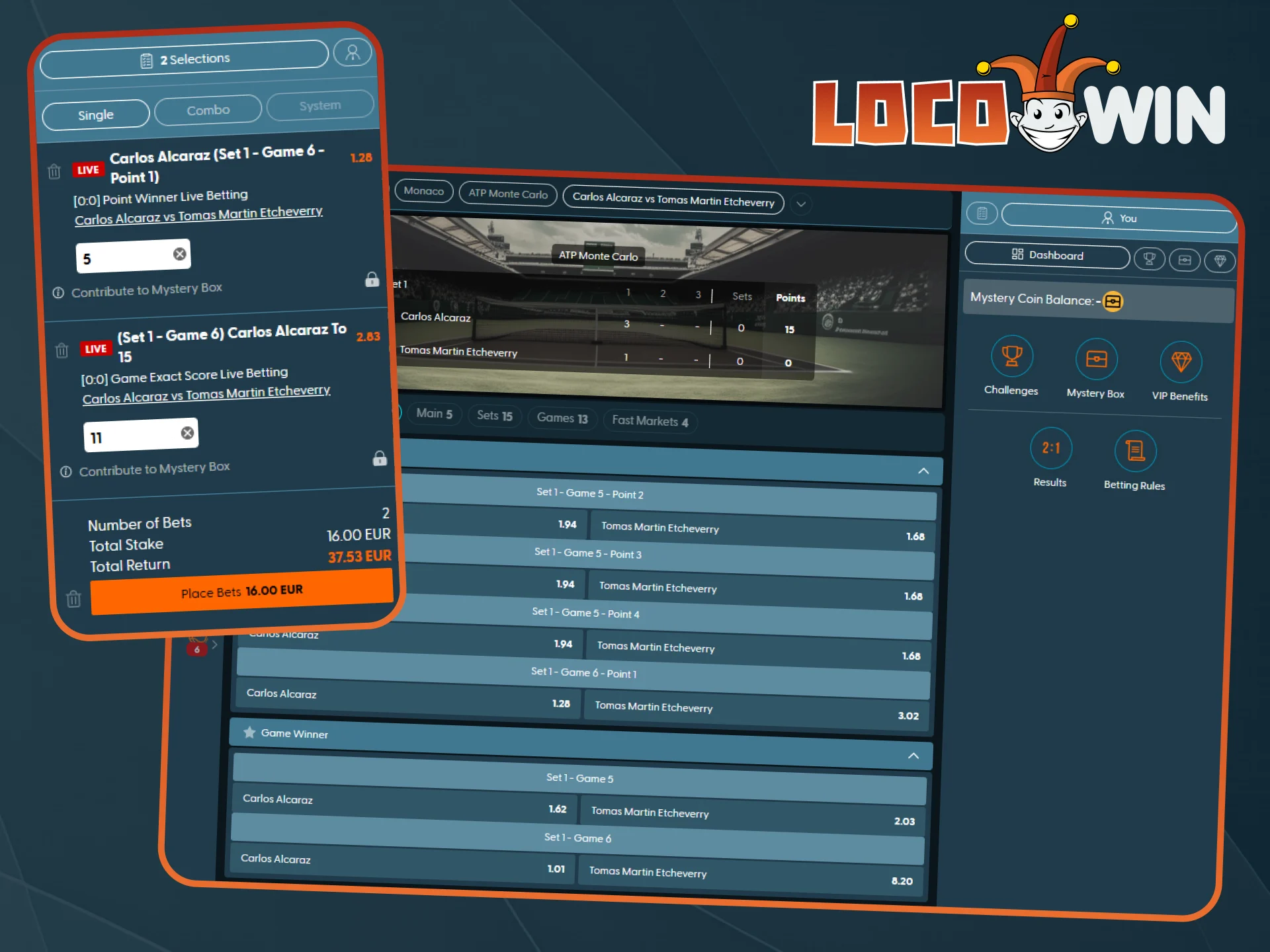Realiza apuestas en vivo en partidos en curso a través de la sección de apuestas deportivas de Locowin.