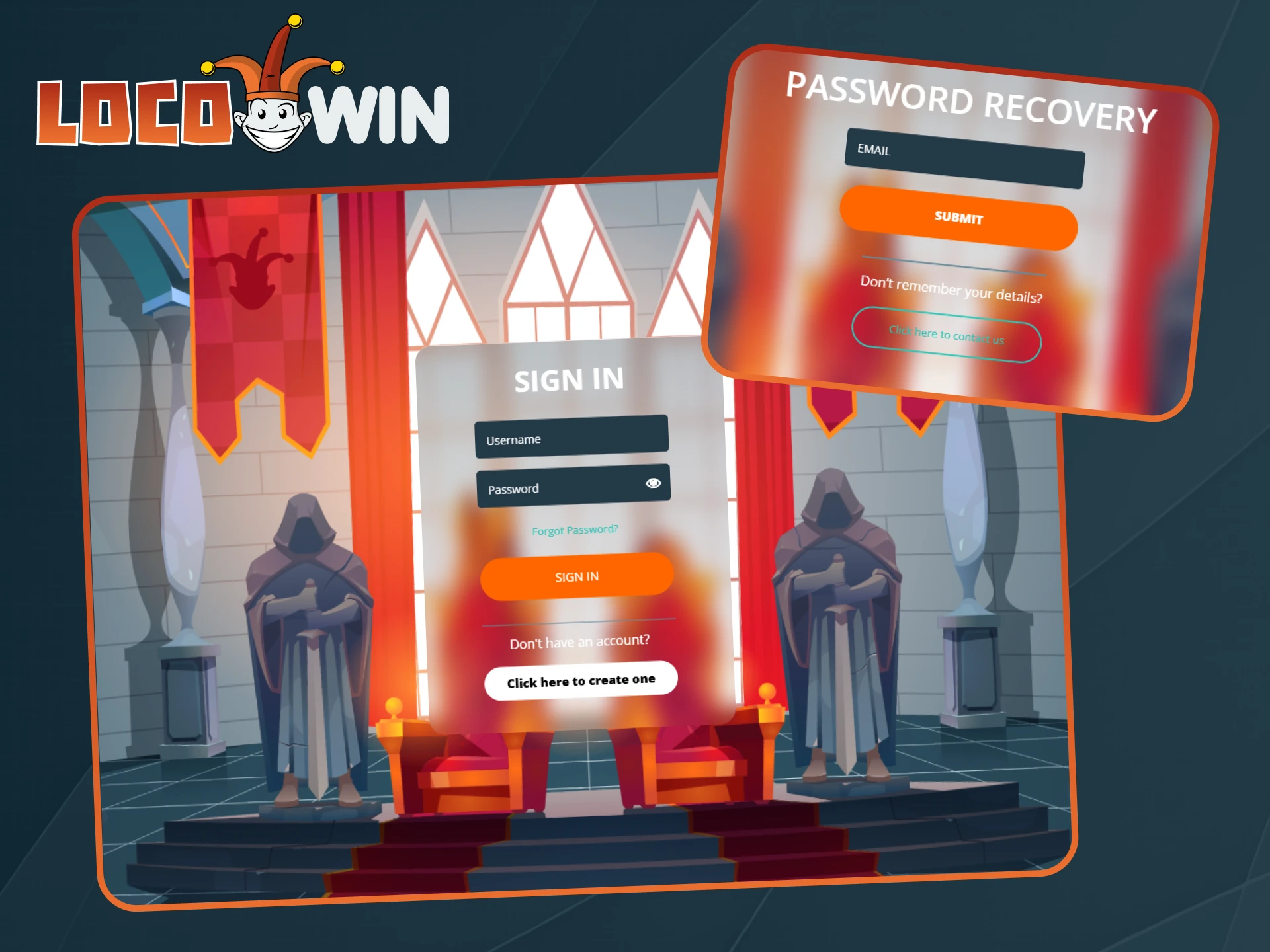 Log in to your personal Locowin account and manage your gaming profile.