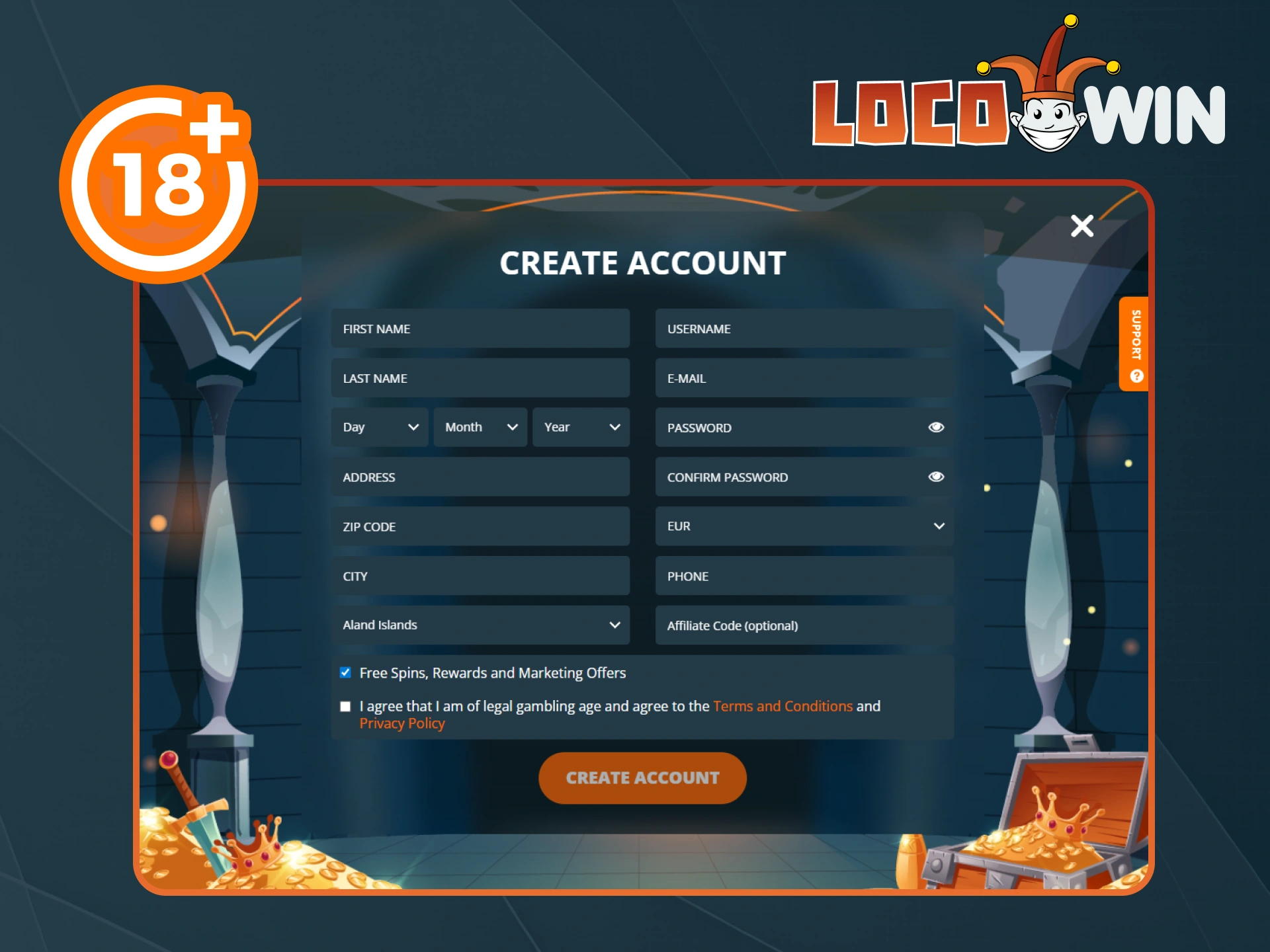 Complete your Locowin registration to access all features available in USA.