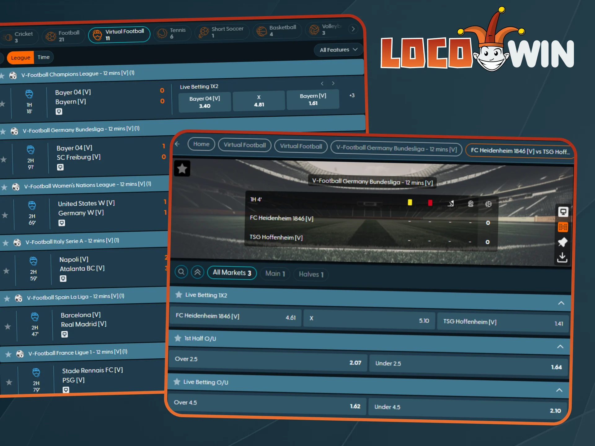 Gewinnen Sie schnell mit virtuellen Sportarten im Locowin Sportsbook.