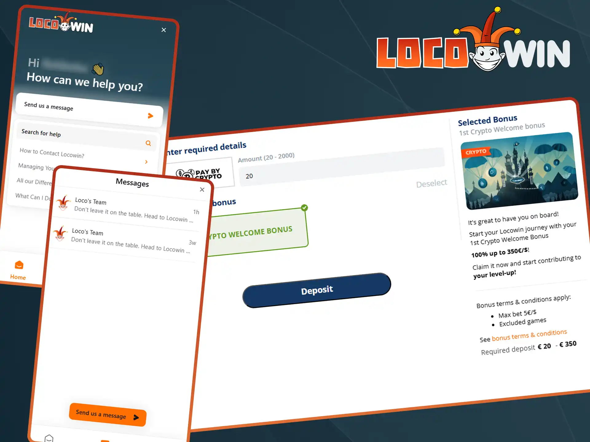 Kontaktieren Sie den Locowin Support bei Einzahlungsproblemen.