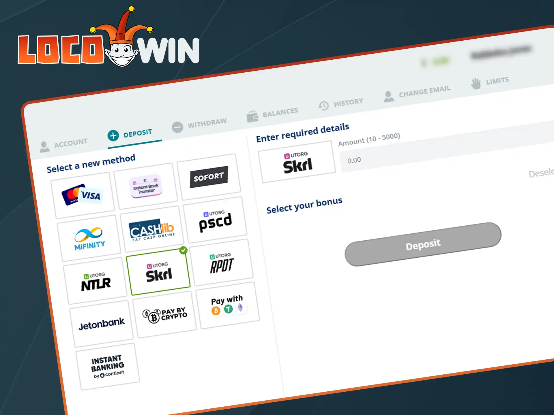 Descubre los métodos de depósito seguros que ofrece Locowin.