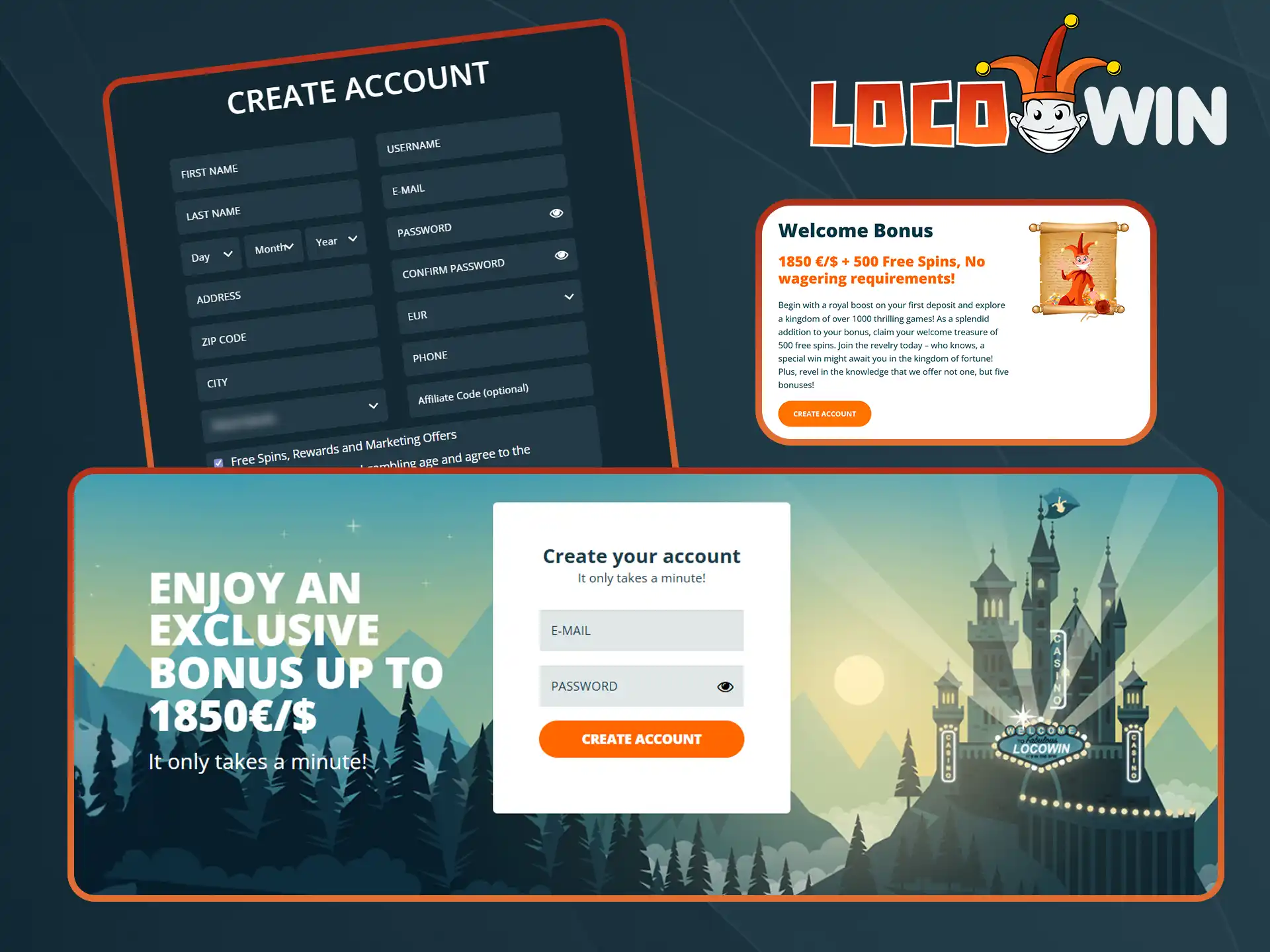 Completa el rápido proceso de registro en Locowin hoy mismo.