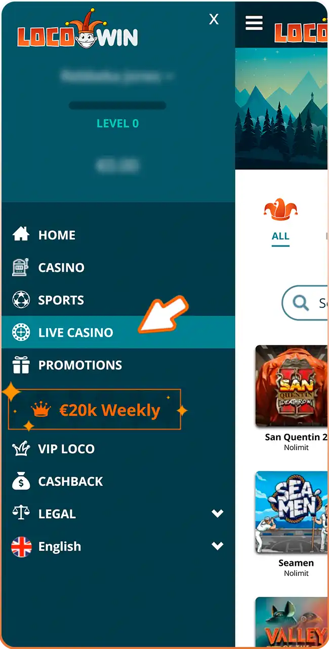 Open the secure Locowin live casino lobby.