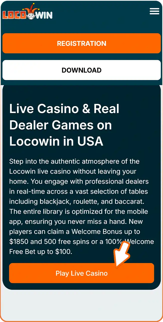Start your Locowin live casino session today.