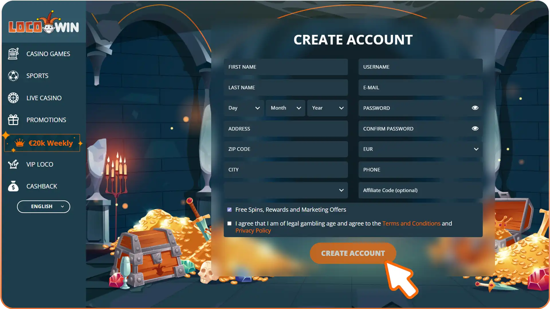 Confirma la creación de tu nueva cuenta en Locowin de forma segura.