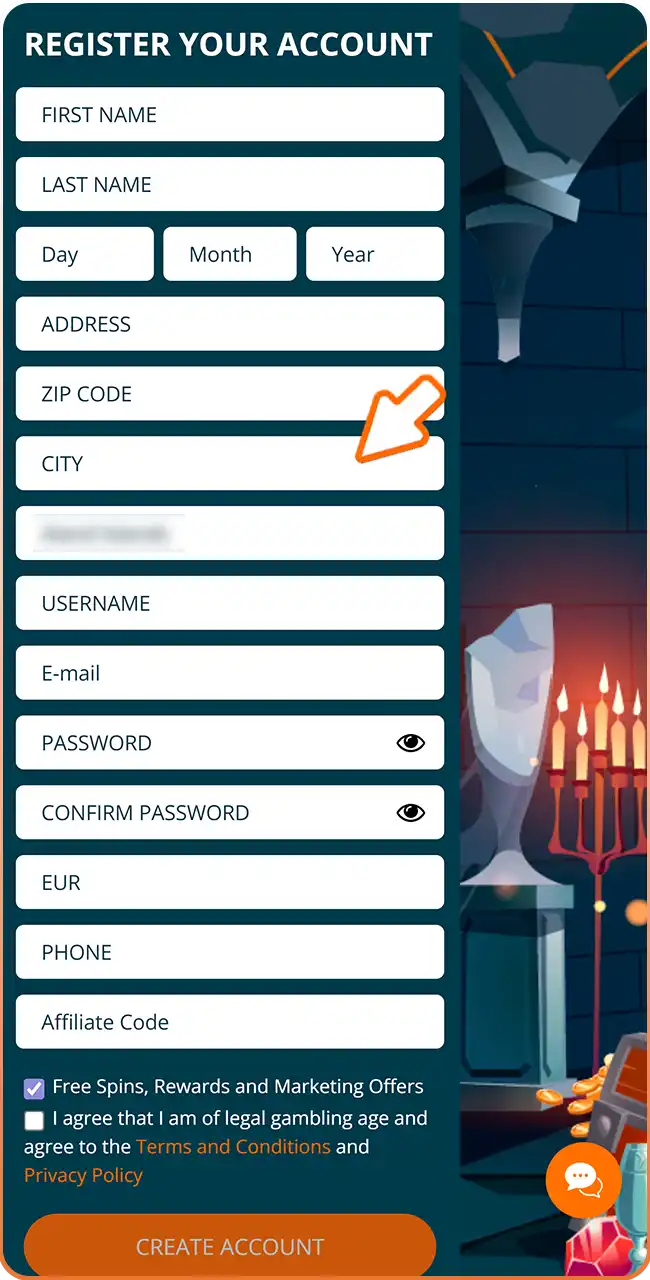 Enter your personal data into Locowin app.