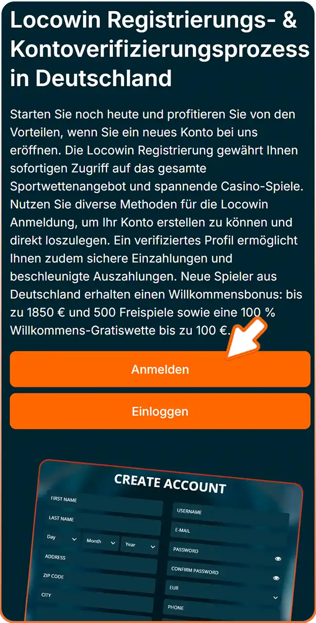 Öffnen Sie den Browser für Locowin mobil.