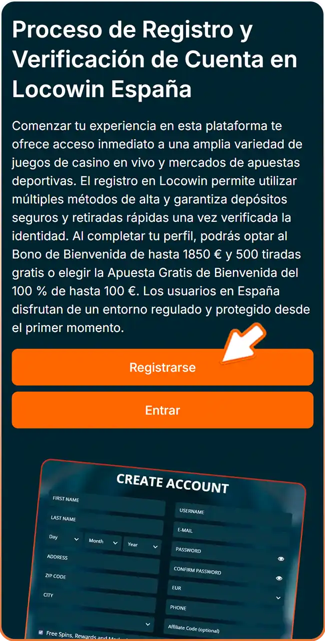 Accede a Locowin desde tu navegador móvil cómodamente.