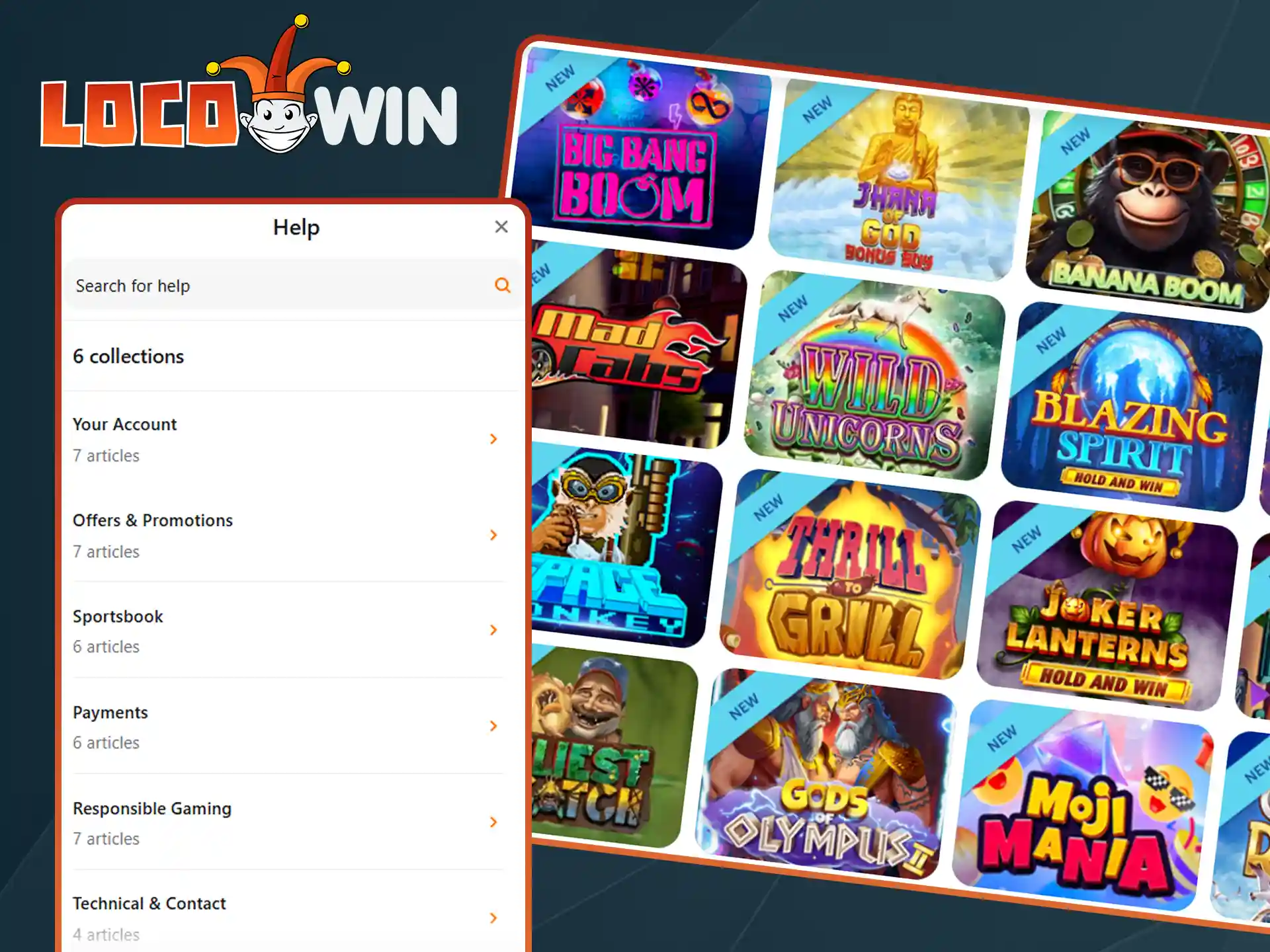 Kontaktieren Sie den Locowin Kundensupport für Casino Spiele.
